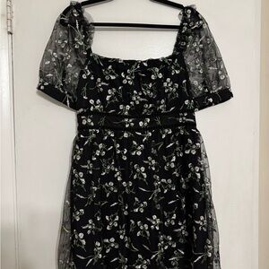 Lulu's Black Floral Mini Dress